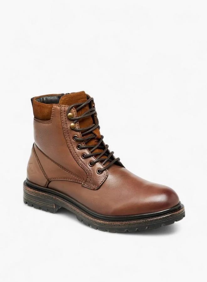 Men Leather Panelled Ankle Boots