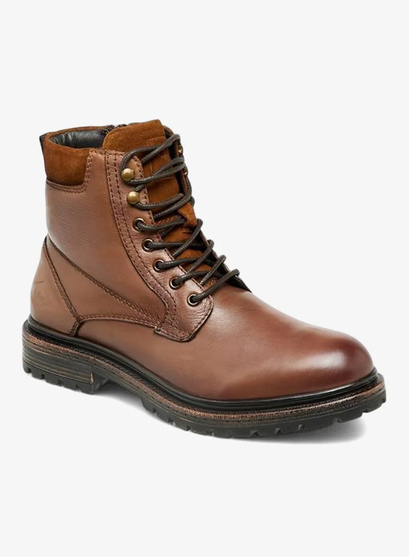 Men Leather Panelled Ankle Boots