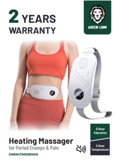 GREEN LION Menstrual Heating Massager for Period Cramps & Pain 1800mAh / ABS Material / Close-fitting & Comfortable / Intelligent Noise Reduction / Fast Heating in 3 Seconds / Intelligent Digital Display / 2 Hours Working time / 3 Gear Temperature / 5V Rated voltage / 3 Gear Vibration / Heating Belt for Menstrual Colic Relief / 3 Hours Charging Time - White  - Image 1