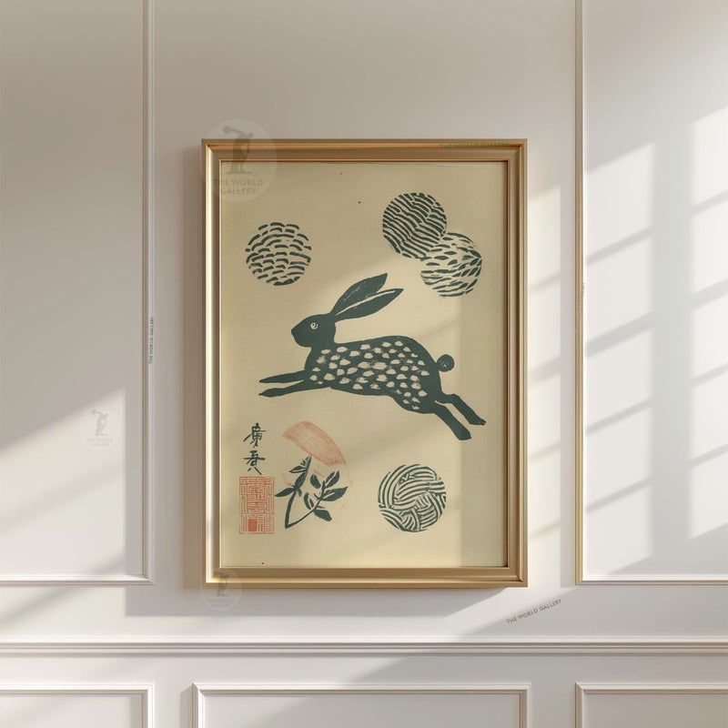 TNESSENTIAL Running Hare Poster | Japanese Style Animal Illustration | Minimal Nature Wall Art Print - Image 4