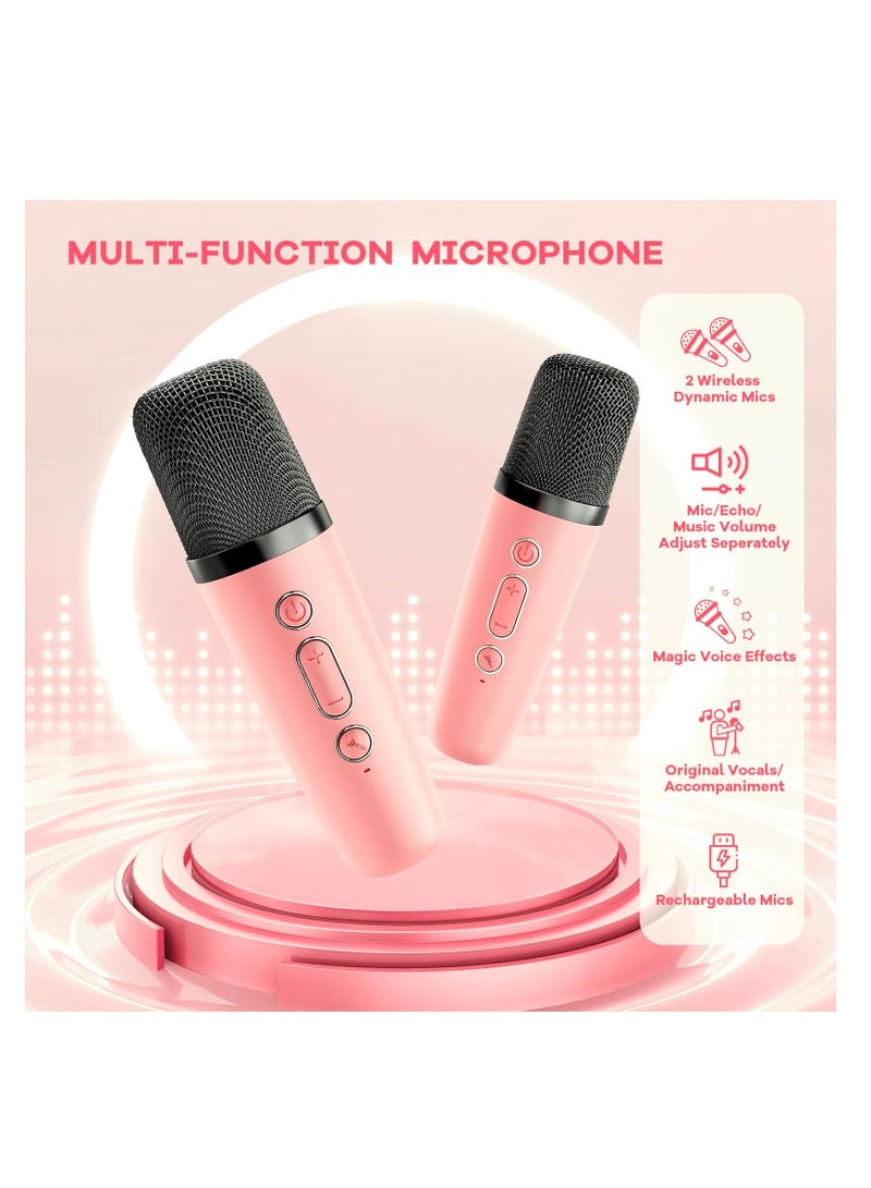 Raxoom Mini Karaoke Machine for Kids Adults, Portable Bluetooth Speaker with 2 Wireless Microphones,18 Pre-Loaded Songs Toys Birthday Gifts for Girls 4, 5, 6, 7, 8+ Years Old Toddler Teens - MULTICOLOR - Image 1