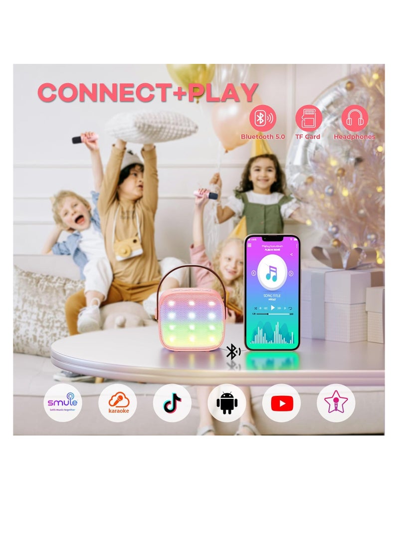 Raxoom Mini Karaoke Machine for Kids Adults, Portable Bluetooth Speaker with 2 Wireless Microphones,18 Pre-Loaded Songs Toys Birthday Gifts for Girls 4, 5, 6, 7, 8+ Years Old Toddler Teens - MULTICOLOR - Image 3