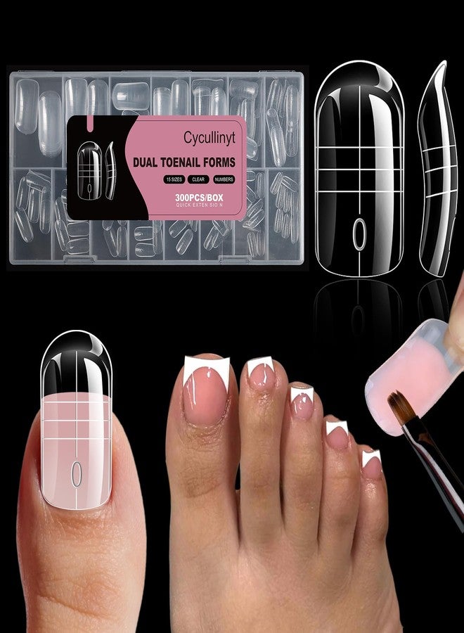 Cycullinyt Dual Toe Forms - Poly Extension Gel Toenail 300pcs Reusable Full Cover Dual Nail Forms, Acrylic Builder Gel Forms Nail Molds for Pedicure Salon & DIY at Home - Image 1