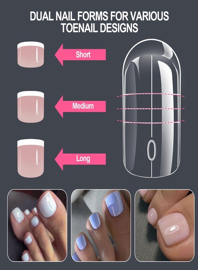 Cycullinyt Dual Toe Forms - Poly Extension Gel Toenail 300pcs Reusable Full Cover Dual Nail Forms, Acrylic Builder Gel Forms Nail Molds for Pedicure Salon & DIY at Home - Image 2