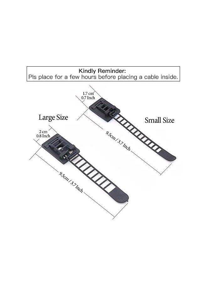Rustark 50Pcs 2 Sizes Adjustable Self-Adhesive Nylon Cable Straps Cable Ties Cord Clamp for wire management, Large and Small  - Image 2