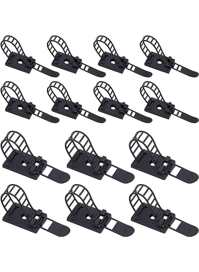 Rustark 50Pcs 2 Sizes Adjustable Self-Adhesive Nylon Cable Straps Cable Ties Cord Clamp for wire management, Large and Small  - Image 1