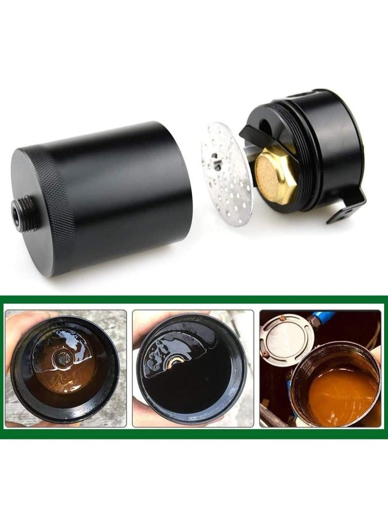 WENJTP Universal 150ml Car Oil Catch Can Kit Reservoir Tank, Compact Baffled 3-Port Oil Separator 2 Inlets 1 Outlet Black with Breather Filter + Drain Valve - Image 4