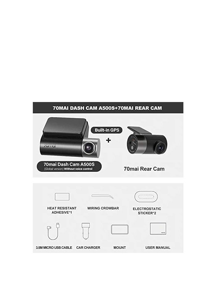 70 ماي كاميرا داش برو بلس الذكية A500S بدقة 5 ميجابكسل / واي فاي مجاني / مراقبة وقوف السيارات على مدار 24 ساعة / زاوية رؤية واسعة 140 درجة / تسجيل فيديو مزدوج - Image 5