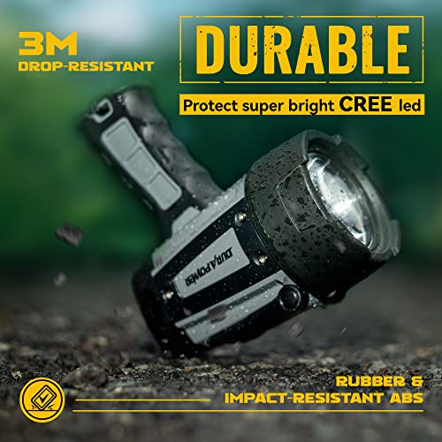 Durapower Rechargeable Spotlight Flashlight, 1000LM IP68 Waterproof Super Bright Handheld Spotlight, 1400ft Range LED Portable Spot Light for Marine Boat Hunting Camping - Image 5