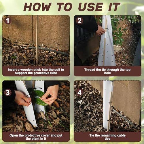 Pushglossy 10 Pack 48 Inch Tree Seedling Sapling Grow Tubes Standard Vented Seedling Protectors Split Tree Grow Protector with Releasable Zip Tie Plant Shelter for Cuttings Outdoor (White) - Image 3