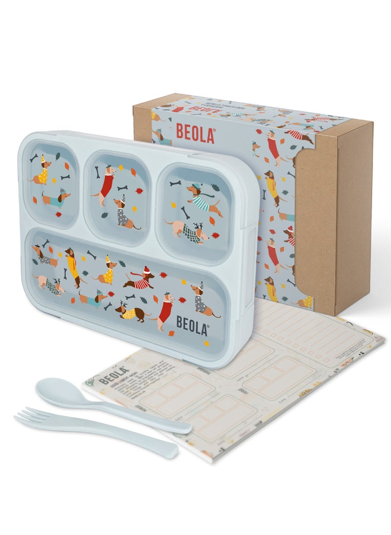 BEOLA Multi Compartment Lunch Box For Kids Adults, Doxie Dots  - Image 1