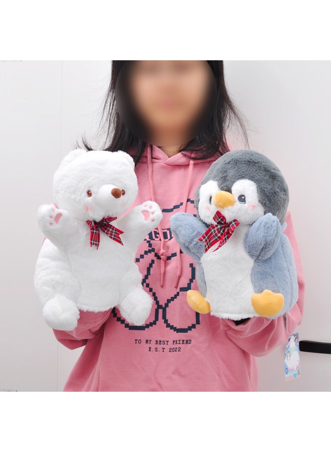 Aquarium Polar Bear Little Penguin Hand Puppet Cute Sticky Stuffed Ragdoll Healing Soothing Toy Ventriloquism Rag Doll-Specifications:Polar Bear Hand Puppet-Color:Authentic Product Approximately 25cm  - Image 3
