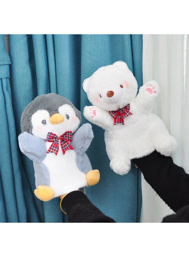 Aquarium Polar Bear Little Penguin Hand Puppet Cute Sticky Stuffed Ragdoll Healing Soothing Toy Ventriloquism Rag Doll-Specifications:Polar Bear Hand Puppet-Color:Authentic Product Approximately 25cm  - Image 4