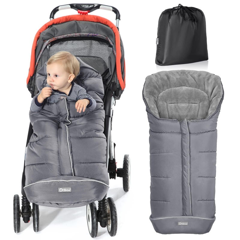 Orzbow Orzbow Foot muff for pram, buggy, baby foot muff, sleeping bag, baby foot muff for baby seat, winter foot muff with zip, washable, suitable for all pushchairs (grey, large)  - Image 1