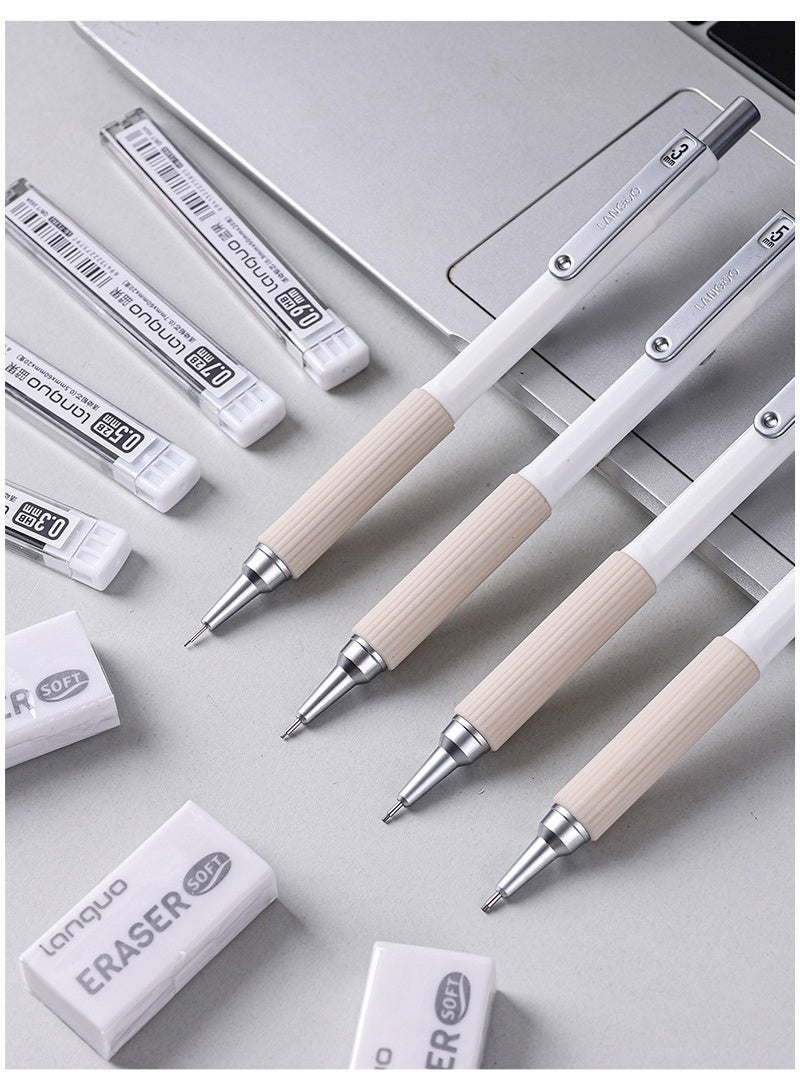 4 PCS Mechanical Pencils with case, Artist Lead Pencil Metal Lead Holder with 4 Boxes Lead Refills(0.3, 0.5, 0.7, 0.9 mm), 4 Erasers, Drafting Pencil for Drawing, Sketching, Daily Writing - Image 5