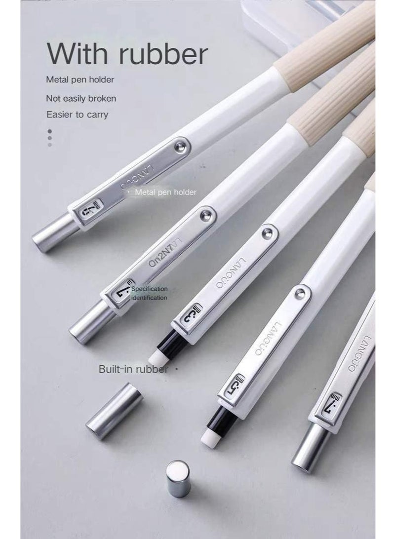 4 PCS Mechanical Pencils with case, Artist Lead Pencil Metal Lead Holder with 4 Boxes Lead Refills(0.3, 0.5, 0.7, 0.9 mm), 4 Erasers, Drafting Pencil for Drawing, Sketching, Daily Writing - Image 4
