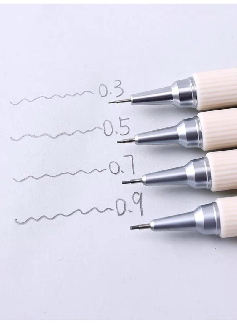 4 PCS Mechanical Pencils with case, Artist Lead Pencil Metal Lead Holder with 4 Boxes Lead Refills(0.3, 0.5, 0.7, 0.9 mm), 4 Erasers, Drafting Pencil for Drawing, Sketching, Daily Writing - Image 2