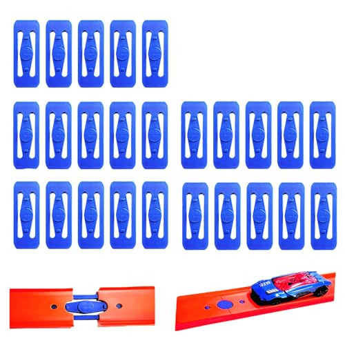 K TOMOTO 25 Pack K TOMOTO Racetrack Connectors Compatible with Hot Wheels Blue Replacement Parts for Race Track Sets Durable Tight Fit Birthday Gift for 512 Years Old - Image 1
