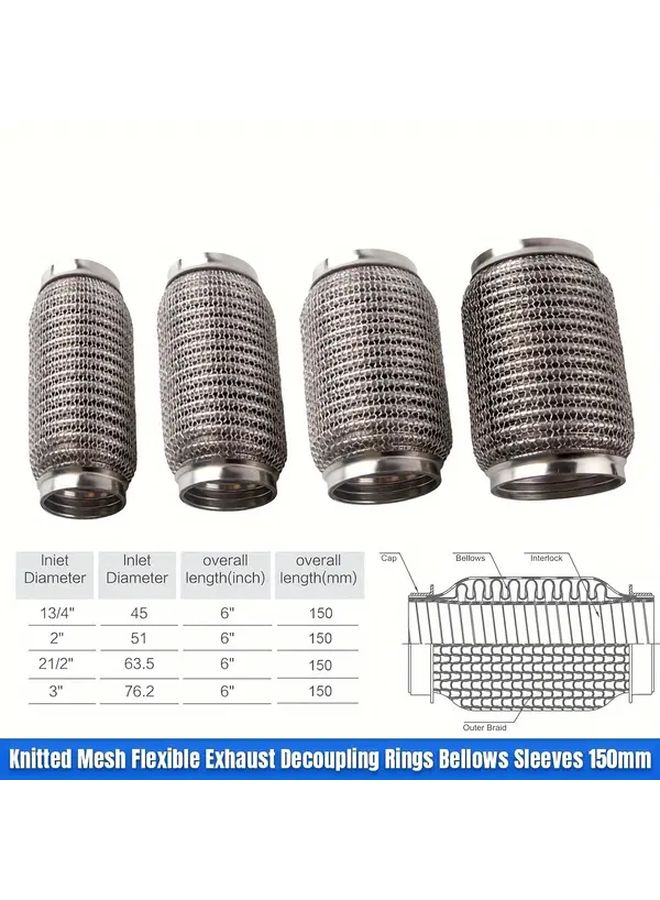 Exhaust Decoupling Rings And Bellows Sleeves Flexible Knitted Mesh 2 5 Inch 63 5 Mm - Image 3