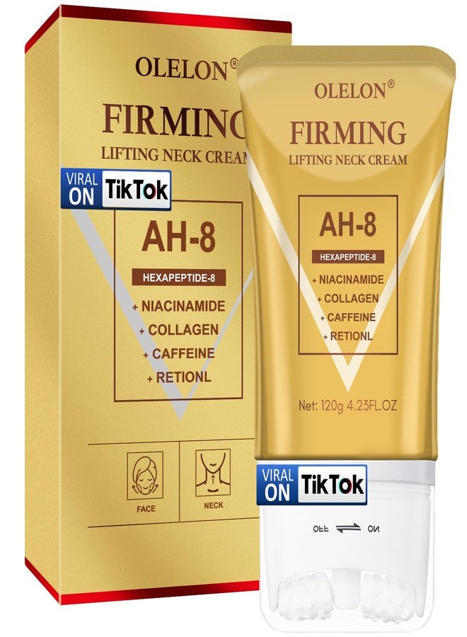 OLELON [2026 Upgrade AH8 Firming Neck Cream with Roller - Tightening & Lifting Cream for Sagging Skin, 8-HA Clockwise Neck Cream for Face & Body Skin Tightening Cream with Massage Roller - Image 1