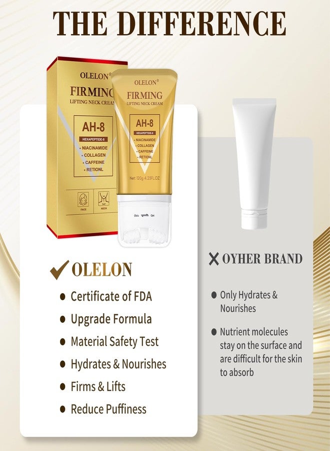 OLELON [2026 Upgrade AH8 Firming Neck Cream with Roller - Tightening & Lifting Cream for Sagging Skin, 8-HA Clockwise Neck Cream for Face & Body Skin Tightening Cream with Massage Roller - Image 3