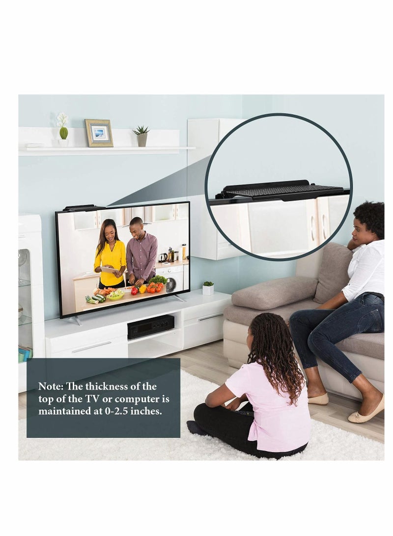 KASTWAVE 3 Pcs Screen Top Shelf, TV Top Storage Bracket, 2-Leg Adjustable Monitor Top Shelf for Cellphone Stand, Media Boxes, Router, Game Console and Home Decor - Image 2