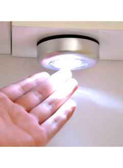 Goolsky 1pc LED Touch Light Round, 3 Leds Cordless Cabinet Night Lights, Stick-on Light Fixture for Hallway Bathroom Bedroom Kitchen Cabinet Stairs Home Decor( Not Included Battery)  - Image 1