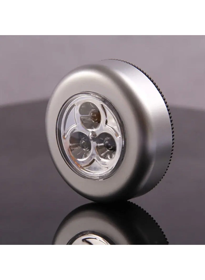 1pc LED Touch Light Round, 3 Leds Cordless Cabinet Night Lights, Stick-on Light Fixture for Hallway Bathroom Bedroom Kitchen Cabinet Stairs Home Decor( Not Included Battery)