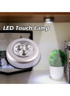 Goolsky 1pc LED Touch Light Round, 3 Leds Cordless Cabinet Night Lights, Stick-on Light Fixture for Hallway Bathroom Bedroom Kitchen Cabinet Stairs Home Decor( Not Included Battery)  - Image 3