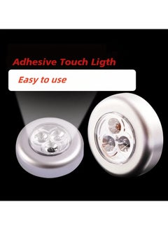 Goolsky 1pc LED Touch Light Round, 3 Leds Cordless Cabinet Night Lights, Stick-on Light Fixture for Hallway Bathroom Bedroom Kitchen Cabinet Stairs Home Decor( Not Included Battery)  - Image 4