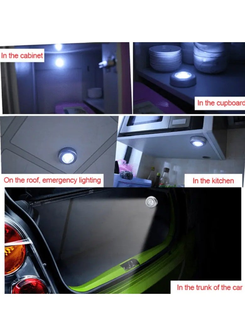 1pc LED Touch Light Round, 3 Leds Cordless Cabinet Night Lights, Stick-on Light Fixture for Hallway Bathroom Bedroom Kitchen Cabinet Stairs Home Decor( Not Included Battery)