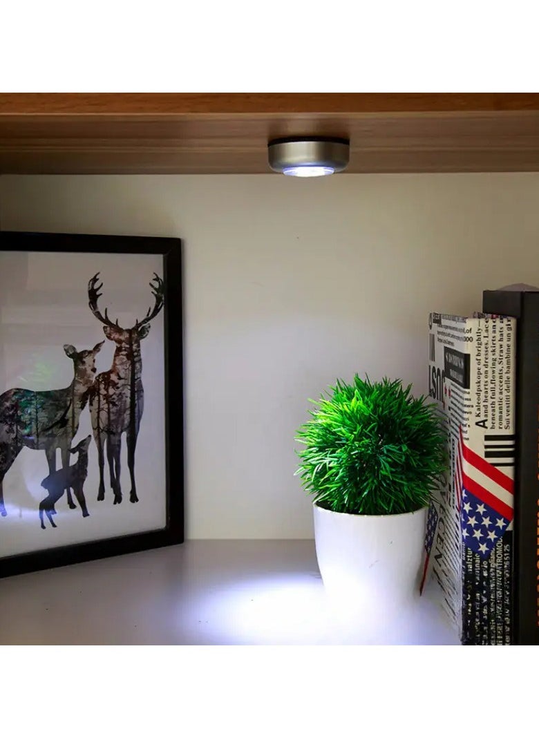 1pc LED Touch Light Round, 3 Leds Cordless Cabinet Night Lights, Stick-on Light Fixture for Hallway Bathroom Bedroom Kitchen Cabinet Stairs Home Decor( Not Included Battery)