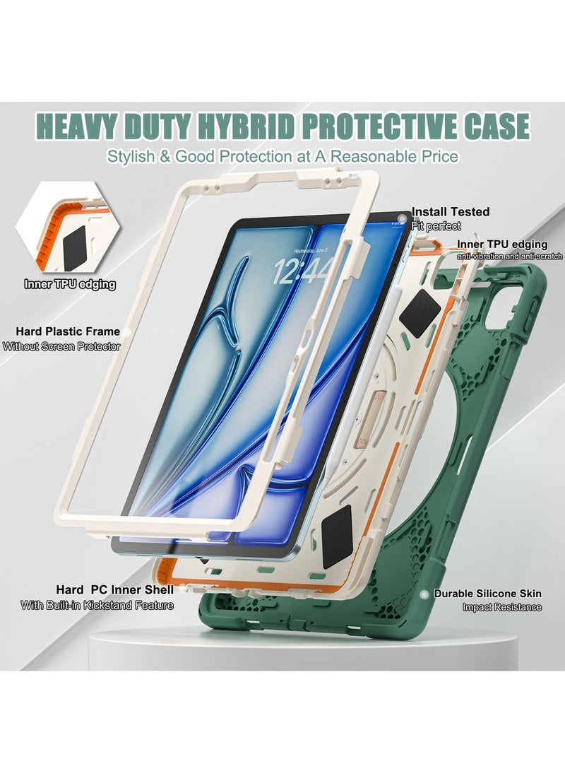 Rock Pow Case for iPad Air 13 inch M3 2025/Air 13 inch M2 2024,Case for iPad Pro 12.9 inch 6th 2022/5th 2021/4th 2020/3rd 2018 case with Pencil Holder Hand Strap 360 Rotating Kickstand  for Air 13inch and iPad Pro 12.9 inch - Image 3