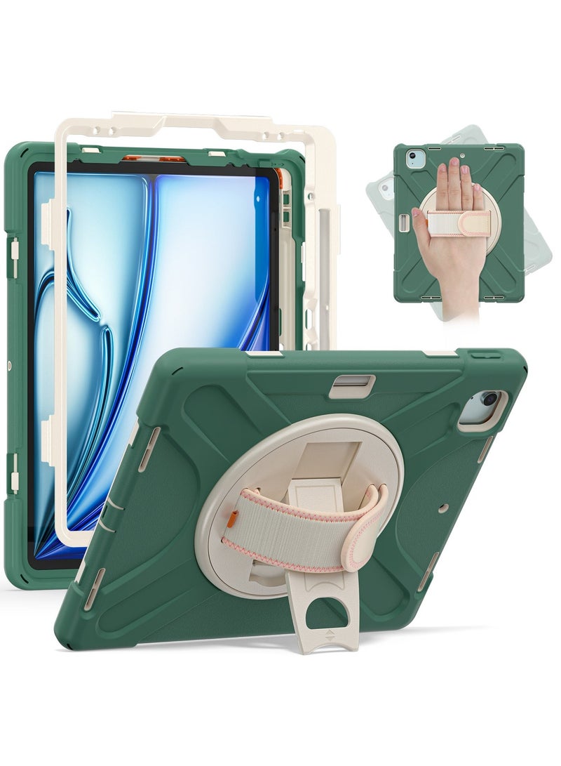 Rock Pow Case for iPad Air 13 inch M3 2025/Air 13 inch M2 2024,Case for iPad Pro 12.9 inch 6th 2022/5th 2021/4th 2020/3rd 2018 case with Pencil Holder Hand Strap 360 Rotating Kickstand  for Air 13inch and iPad Pro 12.9 inch - Image 1