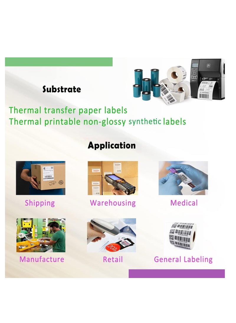 Full Resin thermal transfer barcode printing Ribbon White 110mm * 300M Printing Pet/Pvc Label Ribbon Scratch-Resistant  - Image 5