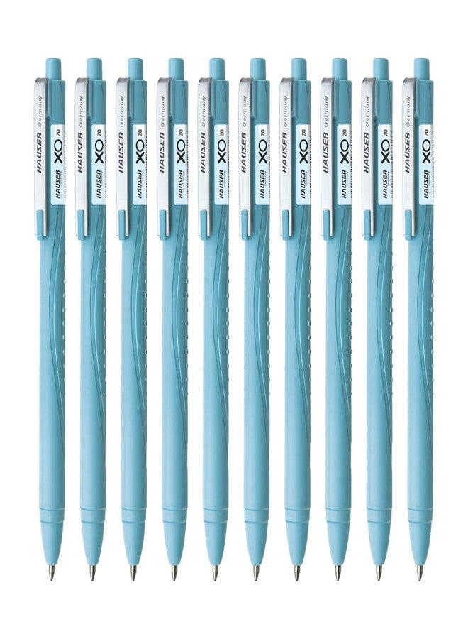 Hauser Germany Xo 20 Retractable Ball Pen Box Pack | 0.7 Mm Tip Size | Comfortable Grip With Smudge Free Writing | Smooth, Sturdy & Refillable Pen | Blue Ink, Pack Of 10 - Image 1