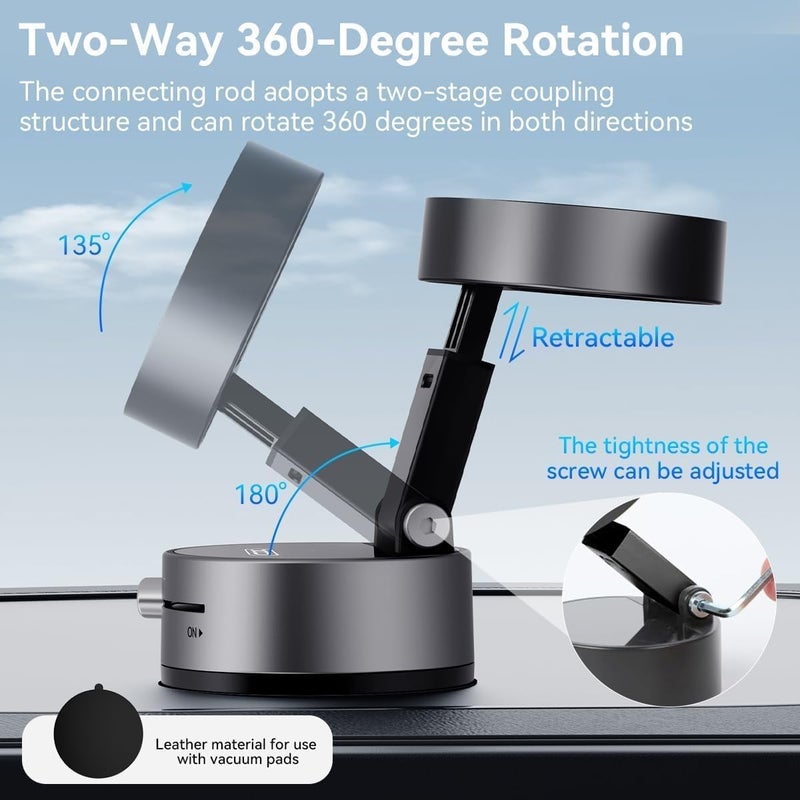 ZAITRO Foldable Magnetic Car Phone Holder with Strong Suction Cup Adjustable Dashboard Windshield Mount | Universal Magnet Phone Mount for iPhone Samsung Android | Car Mirror Gym Phone Holder - Image 2