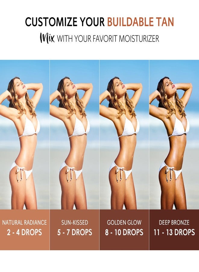 Glossiva Self Tanning Drops - Sunless Tan for a Sun-Kissed Bronze - Beauty Skin Self Tanner - Gradual Glow for Face and Body - Long-Lasting for a Week, 1.01 Fl Oz - Image 2