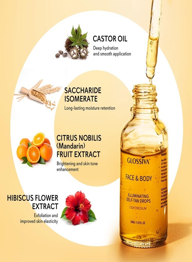 Glossiva Self Tanning Drops - Sunless Tan for a Sun-Kissed Bronze - Beauty Skin Self Tanner - Gradual Glow for Face and Body - Long-Lasting for a Week, 1.01 Fl Oz - Image 4
