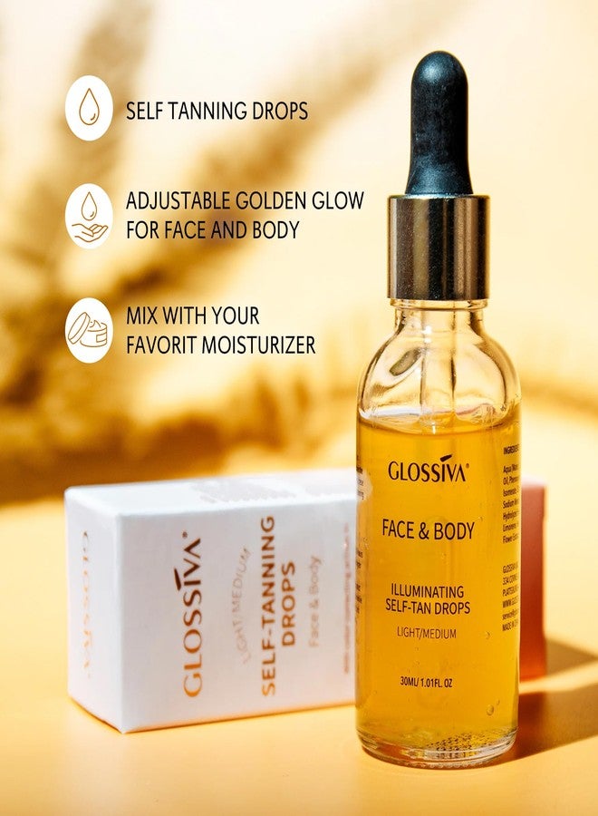 Glossiva Self Tanning Drops - Sunless Tan for a Sun-Kissed Bronze - Beauty Skin Self Tanner - Gradual Glow for Face and Body - Long-Lasting for a Week, 1.01 Fl Oz - Image 3