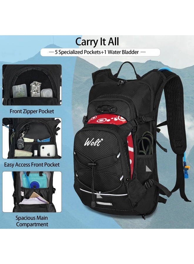 Wolt Hydration Backpack 18L Hiking Water Backpack with 2L Water Bladder for Men Women, Hydration Pack for Running Cycling Biking and Climbing (Black) - Image 2
