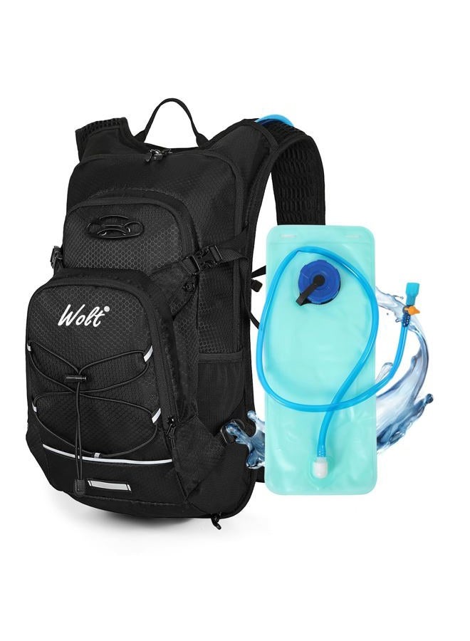 Wolt Hydration Backpack 18L Hiking Water Backpack with 2L Water Bladder for Men Women, Hydration Pack for Running Cycling Biking and Climbing (Black) - Image 1