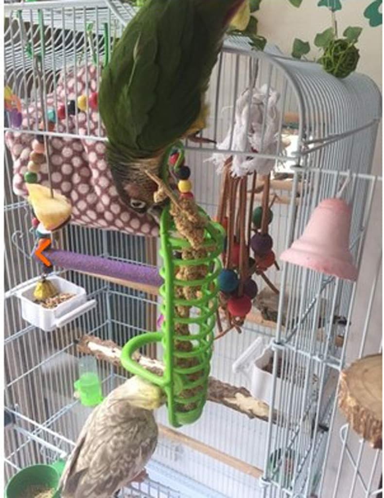 كلاراكو حامل فاكهة دعوة الدخن، قفص للحيوانات الأليفة على وحدة التغذية مع شماعات للببغاء، أزرق - Image 1