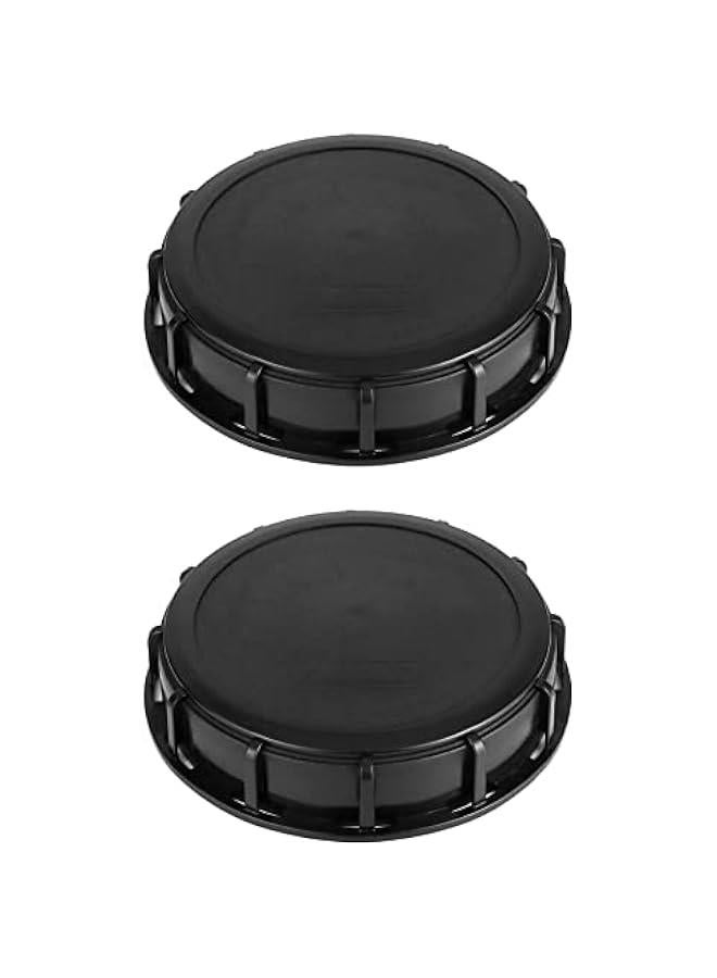 Arabest 6 Solid Cap W/Gasket for IBC Tote, IBC Tote Water Tank Cover, 2 Pack Leak-Proof Design Plastic IBC Tank Adapter Storage Cap for Chemical Food and Industrial Storage, Black  - Image 1