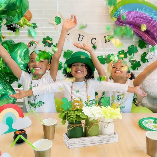 Wironlst St Patricks Day Decorations 3-Pack Mason Jars，Rustic Decorative Table Centerpiece for St Patrick's Day Celebration & Spring Home Decor - Image 5