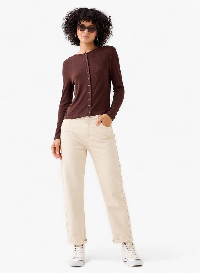 لي كوبر Lee Cooper T-shirt with Ribbed Texture and Round Neck