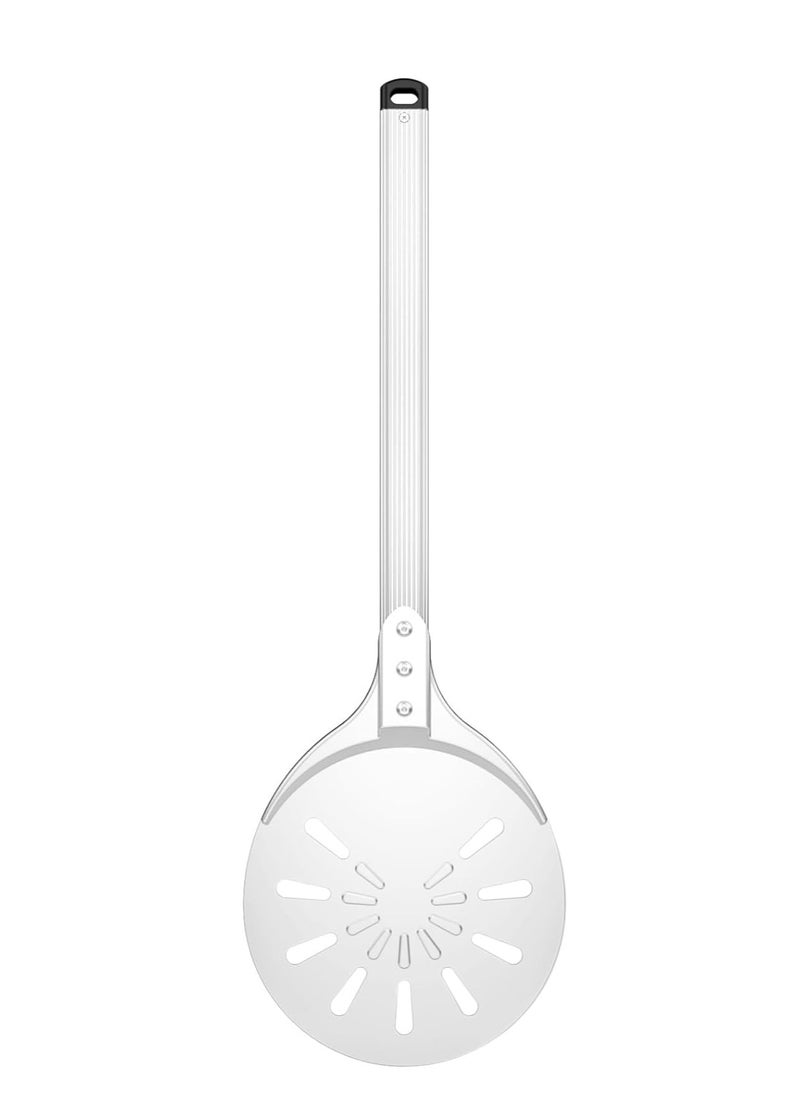 Pizza Turning Peel 8" Pizza Turner, Aluminum Perforated Pizza Peel Spinner Turning Pizza Paddle with Long Handle, Indoor & Outdoor Pizza Oven Accessories