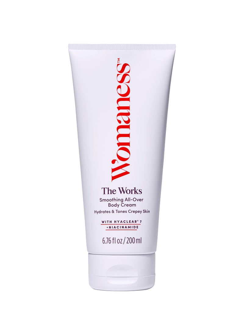 Womaness - Womaness The Works All-Over Toning Body Cream - Hydrating & Smoothing Anti Aging Body Lotion - Niacinamide and Hyaluronic Acid Firming Lotion for Menopause Body Care & Skin Repair (200ml) - Image 1