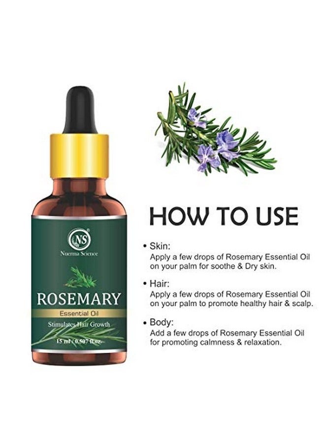 نويرما ساينس زيت إكليل الجبل العطري الطبيعي 100% من Nuerma Science لنمو الشعر - 15 مل | زيت عطري عضوي ونقي يلطف حب الشباب ويتحكم في تساقط الشعر والقشرة | مناسب للنساء والرجال من جميع أنواع الشعر - Image 5