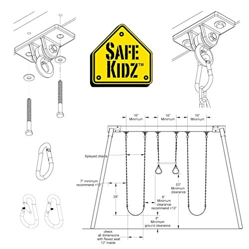 Safe Kidz Heavy Duty Swing Hangers, Set of 4, Cast Iron + Mounting Hardware - Image 2
